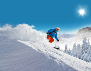 Winter snowy landscape with free-rider