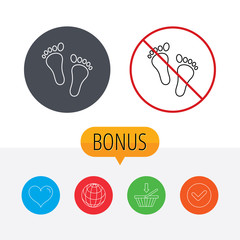 Baby footprints icon. Child feet sign.