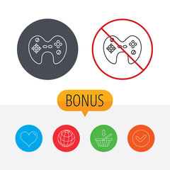 Joystick icon. Video game sign.