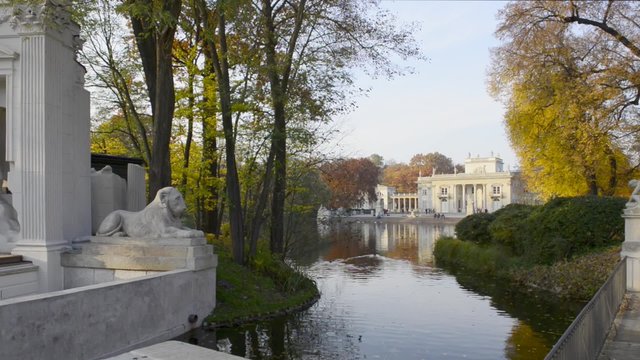 Lazienki Park with Palace on the Water in Warsaw, Poland