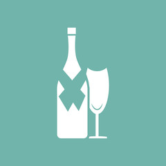 Bottle of wine with glass icon
