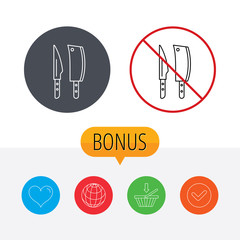 Butcher and kitchen knives icon.
