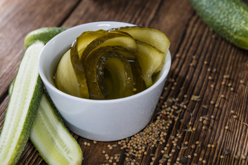 Portion of sliced and pickled Cucumbers