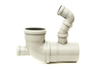 New gray plastic pipe isolated on a white background