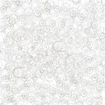 Background picture from many randomly distributed chain sprockets