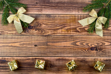Christmas decoration on a wooden background for your congratulat