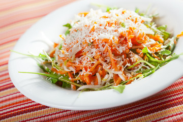 Fresh salad with carrots and cheese