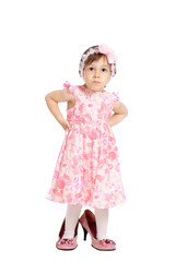 Baby in a dress and shoes