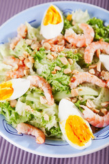 Mediterranean salad with shrimps and eggs