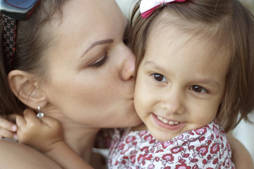 girl with mother in park