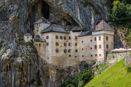 Renaissance Castle Built Inside Rocky Mountain in Predjama, Slovenia. Famous Tourist Place in Europe.