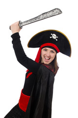 Woman pirate isolated on white
