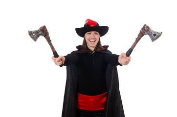 Woman pirate isolated on white