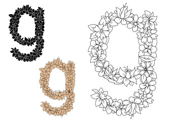 Floral alphabet lowercase letter g