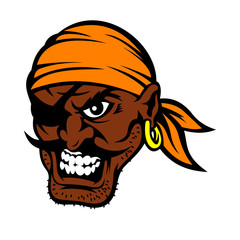 Сartoon black moustached pirate character