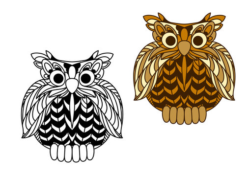 Cartoon old wise eagle owl character