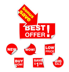 Set of sale stickers on white background. Vector illustration