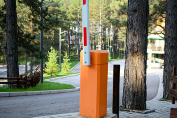 Stop ramp before parking place in the hotel garage