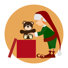 Christamas cute elf with gift