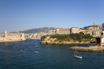 The old port of third largest city in France, Marseille, Provence, France on the Mediterranean Sea