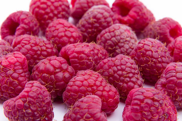 Raspberries isolated on white background