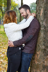 Couple in the autumn park