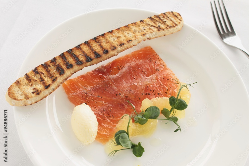 Wall mural smoked salmon appetizer starter