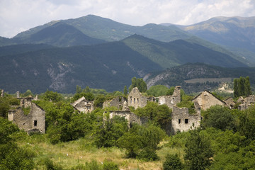 Fototapeta na wymiar Deserted village of Aragon, in the Pyrenees Mountains, Province of Huesca, Spain