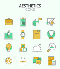 Vector modern thin line flat design of icons set.