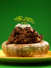 Stuffed mushrooms with meat and mozzarella