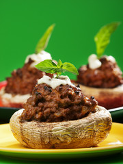 Stuffed mushrooms with meat and mozzarella