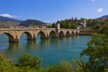Fototapeta premium Old Bridge on Drina river in Visegrad - Bosnia and Herzegovina