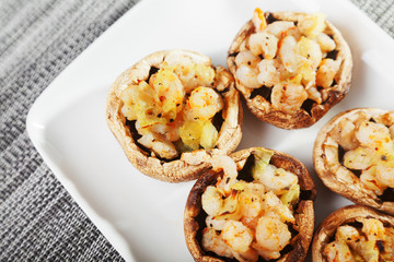 Mushrooms stuffed with shrimps