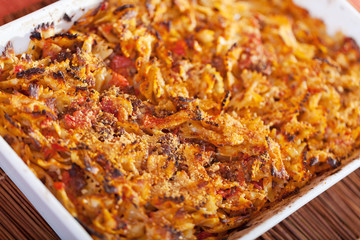 Farfale with meat and tomatos