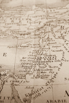 アンティークの世界地図　ヨルダン川西岸地区　
