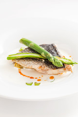 white fish with asparagus