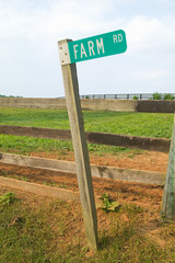 A road sign for Farm Road near President James Madison's home in rural Virginia