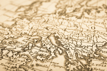 アンティークの世界地図　地中海沿岸