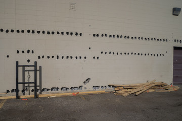 Holes made for building demolishing