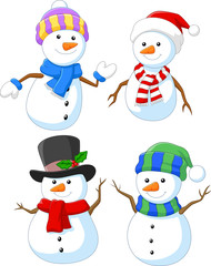 Cartoon happy snowman collection set
