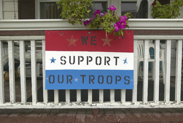 A rural house with We Support Our Troops sign in Ohio