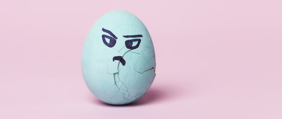 Angry blue painted egg letterbox