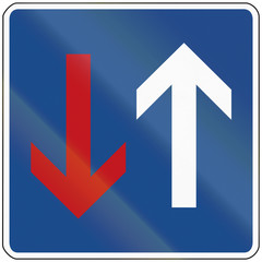 A German regulatory road sign: Priority over oncoming vehicles