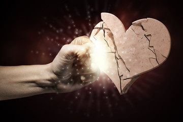 Broken stone heart