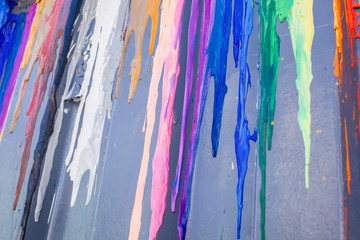 Many colours splash dripping and spilling for wall background