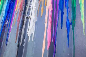 Many colours splash dripping and spilling for wall background