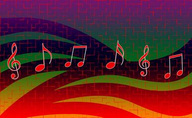 Music Wallpaper on Colorful Abstract Designed Background