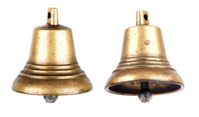 Bronze metal bell isolated on white background