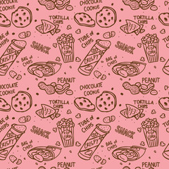 snack doodle seamless pattern
