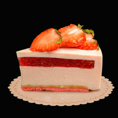 Cut of bright dessert